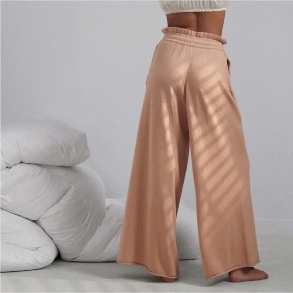 NWOT Lunya Cozy Cotton Silk Nutmeg Neutral Knit Drawstring Wide Leg Pants Size M - Picture 13 of 13